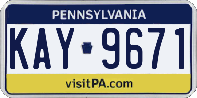 PA license plate KAY9671