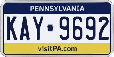 PA license plate KAY9692