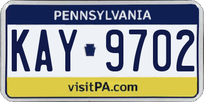 PA license plate KAY9702