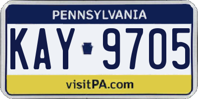 PA license plate KAY9705