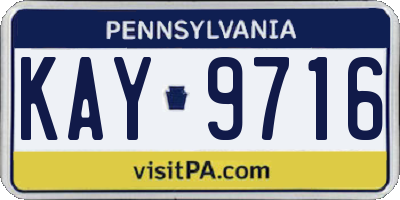 PA license plate KAY9716