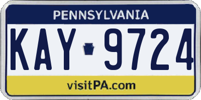 PA license plate KAY9724