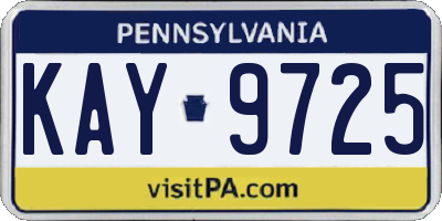 PA license plate KAY9725