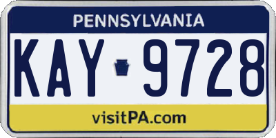 PA license plate KAY9728