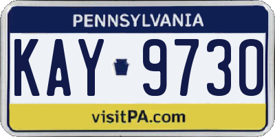 PA license plate KAY9730