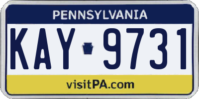 PA license plate KAY9731