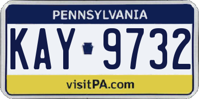 PA license plate KAY9732