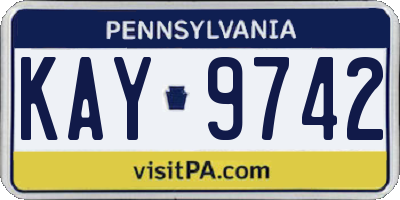 PA license plate KAY9742