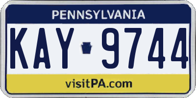 PA license plate KAY9744