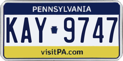 PA license plate KAY9747
