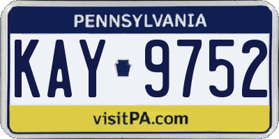 PA license plate KAY9752