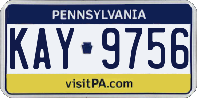 PA license plate KAY9756