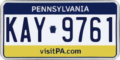 PA license plate KAY9761