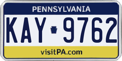 PA license plate KAY9762