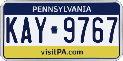 PA license plate KAY9767