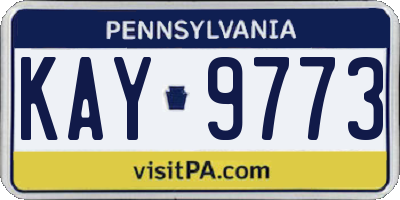 PA license plate KAY9773