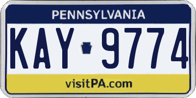 PA license plate KAY9774
