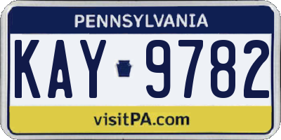 PA license plate KAY9782