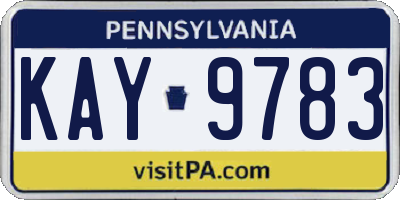 PA license plate KAY9783