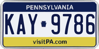 PA license plate KAY9786