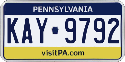 PA license plate KAY9792
