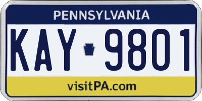 PA license plate KAY9801