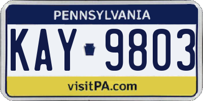 PA license plate KAY9803