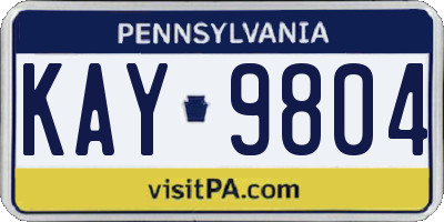 PA license plate KAY9804