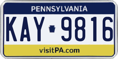 PA license plate KAY9816