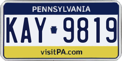 PA license plate KAY9819