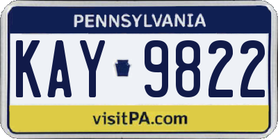 PA license plate KAY9822