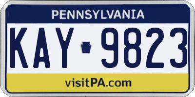 PA license plate KAY9823