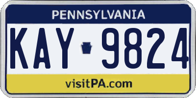 PA license plate KAY9824