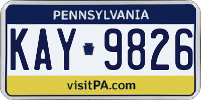 PA license plate KAY9826