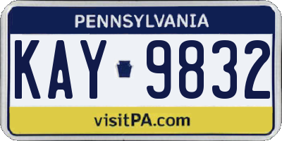 PA license plate KAY9832