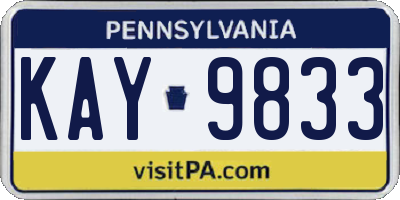 PA license plate KAY9833