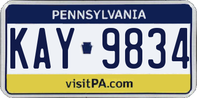 PA license plate KAY9834