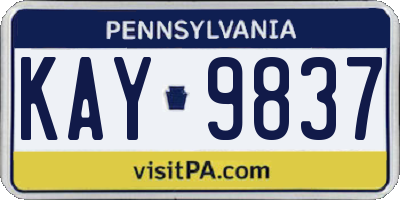 PA license plate KAY9837