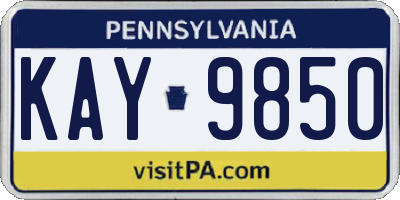 PA license plate KAY9850