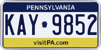PA license plate KAY9852