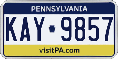 PA license plate KAY9857
