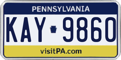 PA license plate KAY9860