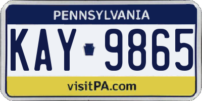 PA license plate KAY9865