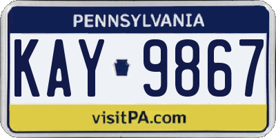 PA license plate KAY9867