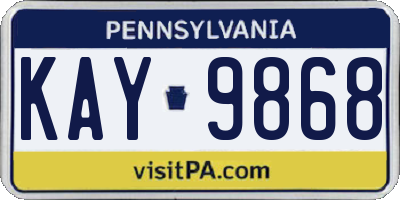 PA license plate KAY9868