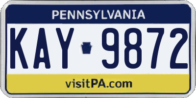 PA license plate KAY9872