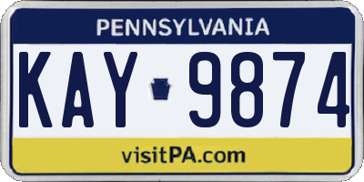 PA license plate KAY9874