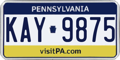 PA license plate KAY9875