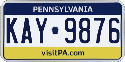 PA license plate KAY9876