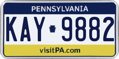 PA license plate KAY9882